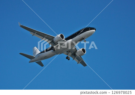 A foreign passenger plane approaching Haneda Airport, seen from Jonanjima Seaside Park on a clear winter day A foreign passenger plane approaching Haneda Airport, seen from Jonanjima Seaside Park on a clear winter day 126978025