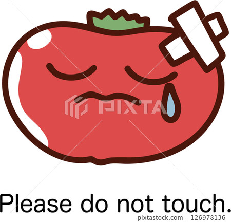 一幅插圖呼籲外國人在觸摸產品上的西紅柿時要多加註意 126978136