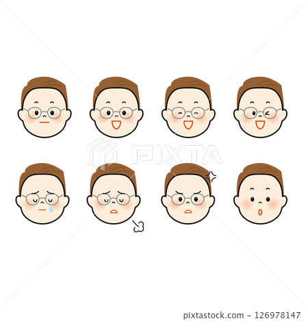 Cute illustration set of male faces 1 126978147