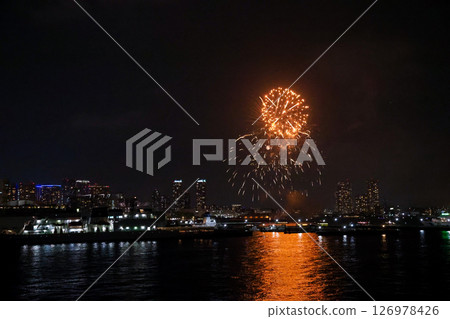 Yokohama Port Festival Fireworks Show Illuminates the Night Sky 126978426