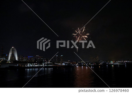Yokohama Port Festival Fireworks Show Illuminates the Night Sky 126978460