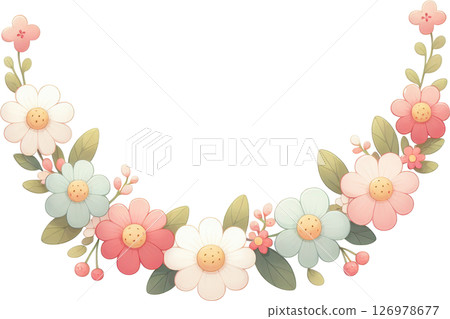 Ornate floral wreath in pastel tones 126978677
