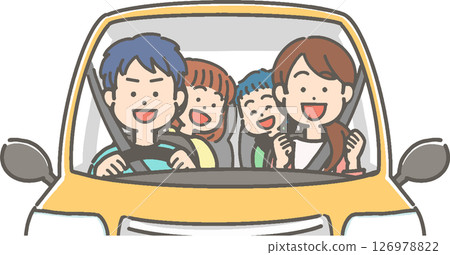 Smiling family driving / Vector illustration of a family Smiling family driving / Vector illustration of a family 126978822