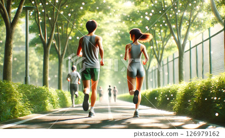 男人和女人慢跑 126979162