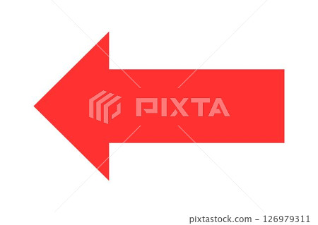 Red left arrow icon (white background) 126979311