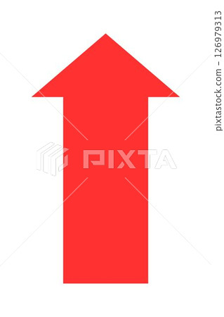 紅色向上箭頭圖示（白色背景） 126979313