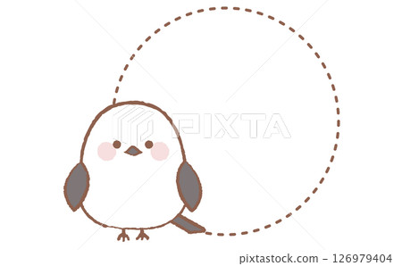 Cute long-tailed tit and simple frame Cute long-tailed tit and simple frame 126979404