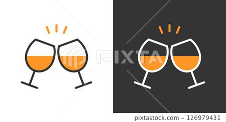 Icon of toasting with wine glasses 126979431