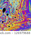 Macro photo of colourful pastel swirly patterns of a soap bubble 126979688