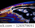 Macro photo of colourful pastel swirly patterns of a soap bubble 126979691