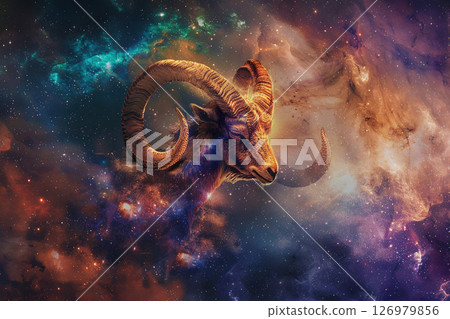Astrological abstract composition with concept of Capricorn zodiac sign symbol 126979856