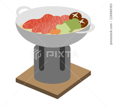 Illustration of a single-serving hotpot (dinner at a ryokan) Illustration of a single-serving hotpot (dinner at a ryokan) 126980383