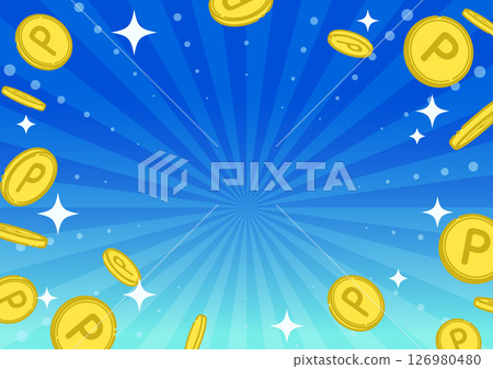 Background illustration of flying point coins (blue) Background illustration of flying point coins (blue) 126980480