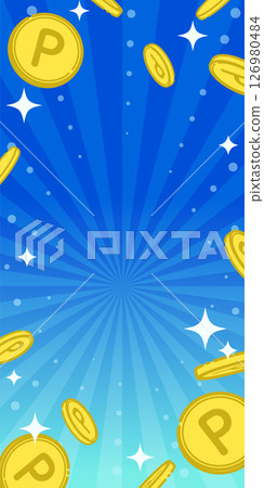 Background illustration of flying point coins (blue) 126980484
