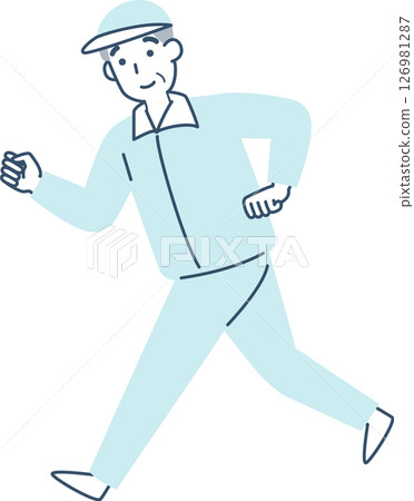 微笑的老人精力充沛地鍛煉 126981287