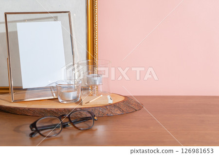 A stylish lifestyle scene with a pink background and miscellaneous goods lined up A stylish lifestyle scene with a pink background and miscellaneous goods lined up 126981653