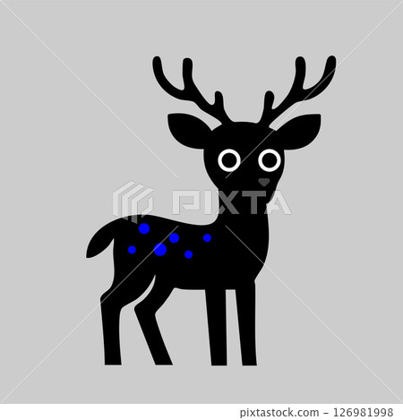 Cute plum blossom deer, large eyes, simple design, suitable for children's Japanese costumes. 126981998