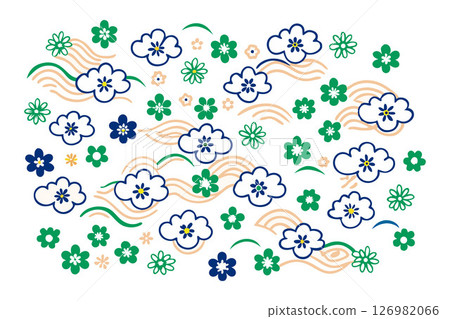 vector frame with clouds and rainbow 126982066