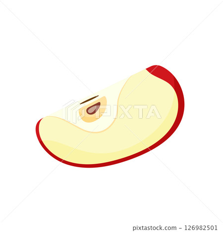 A slice of red sweet apple. Natural fruits, hand drawn. 126982501
