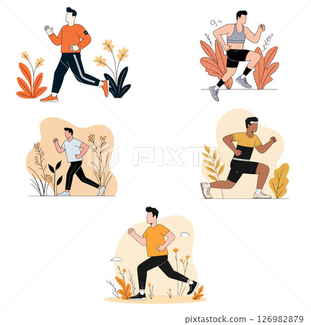 Diverse Runners Illustration 126982879