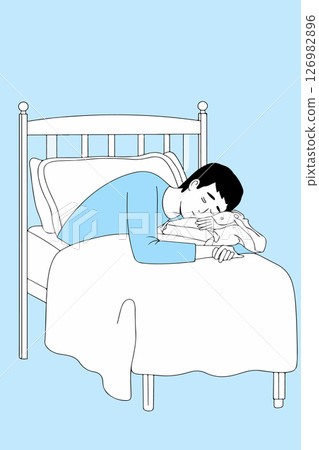Man Sleeping with Stuffed Animal 126982896