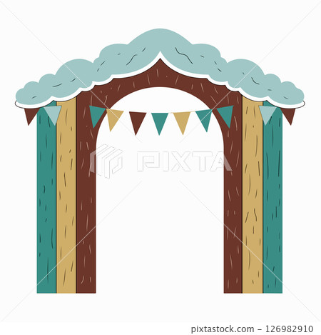 Wooden Archway with Bunting 126982910