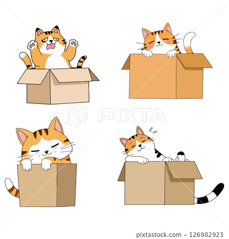 Cartoon Cats in Boxes Cartoon Cats in Boxes 126982923
