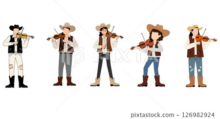 Cowboy Musicians Playing Violins 126982924