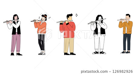 Group of People Playing Flute 126982926
