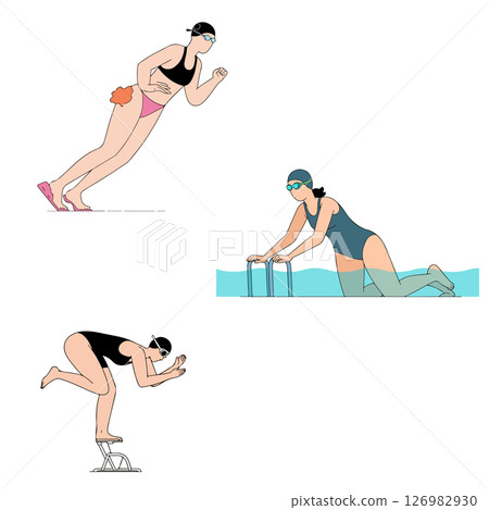 Swimmers in Various Poses 126982930