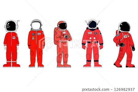 Diverse Astronaut Suits in Red Diverse Astronaut Suits in Red 126982937