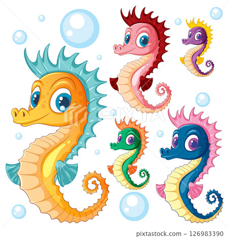 Colorful Seahorse Vector Illustration Colorful Seahorse Vector Illustration 126983390