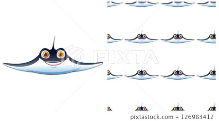 Smiling Stingray Seamless Pattern Design 126983412