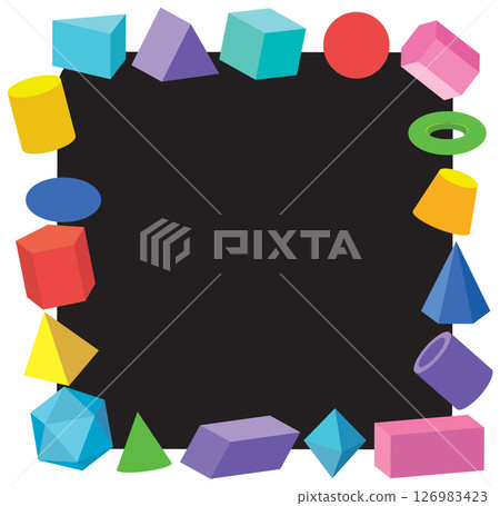 Colorful Geometric Shapes on Black Background Colorful Geometric Shapes on Black Background 126983423