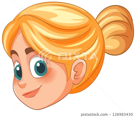 Cheerful Cartoon Girl with Blonde Hair 126983430