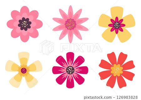 Colorful Flower Icons Set vector illustration 126983828