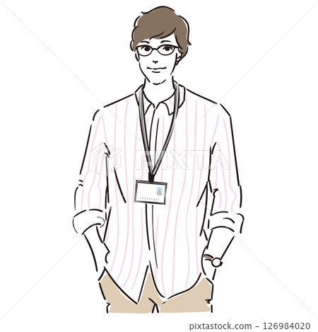 A cool businessman wearing a striped shirt and glasses A cool businessman wearing a striped shirt and glasses 126984020