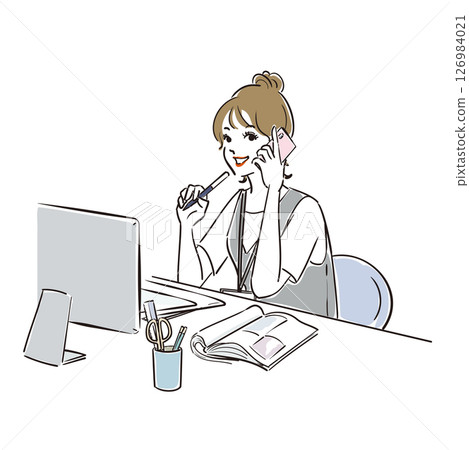 A cool business woman with a bun hairstyle 126984021