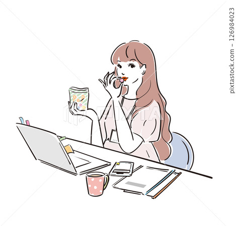 Cute business woman with curly hair Cute business woman with curly hair 126984023