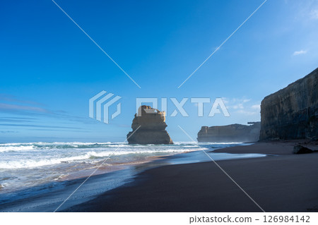 Clifton Beach and Twelve Apostles along the Great Ocean Road, Australia 126984142