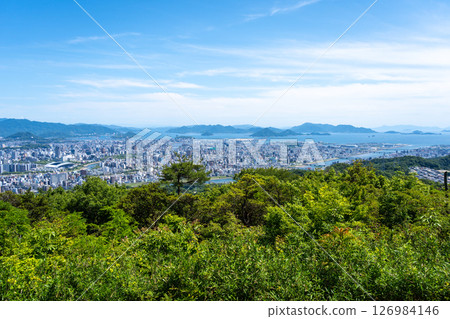 View of Hiroshima bay and city from Mount Mitaki summit View of Hiroshima bay and city from Mount Mitaki summit 126984146