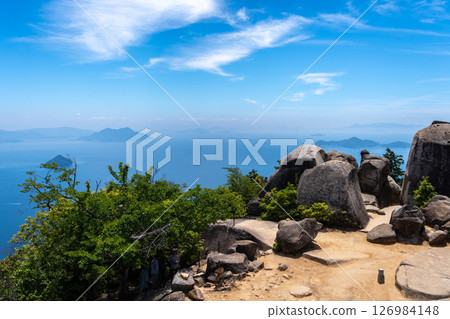 Seto Inland Sea and Hiroshima Bay from Mount Misen summit, Miyajimaa, Japan Seto Inland Sea and Hiroshima Bay from Mount Misen summit, Miyajimaa, Japan 126984148