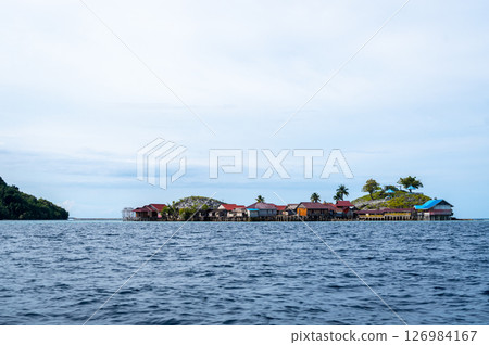Pulau Papan Bajau village on Malenge Island, Togian archipelago, Sulawesi, Indonesia 126984167