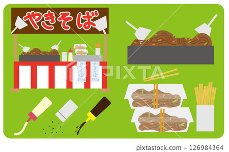 炒麵食品攤位插圖集 126984364