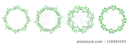 Set of summer round frames made of tree branches 126984593