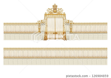 golden gates to Versailles castle,france, isolated on white background 126984859