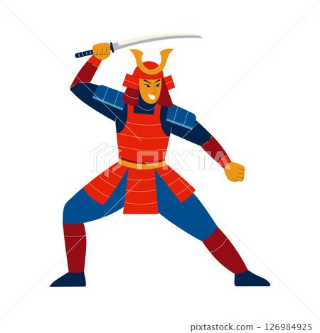 Japanese Samurai Warrior in Cartoon Style Japanese Samurai Warrior in Cartoon Style 126984925