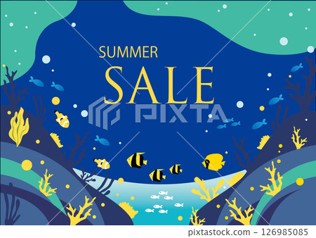 夏季海面背景圖，有很多魚在游泳 126985085