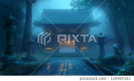 燈光昏暗的寺廟,動漫風格 燈光昏暗的寺廟,動漫風格 126985161