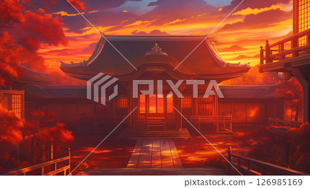 傍晚的寺廟，動漫風格 126985169